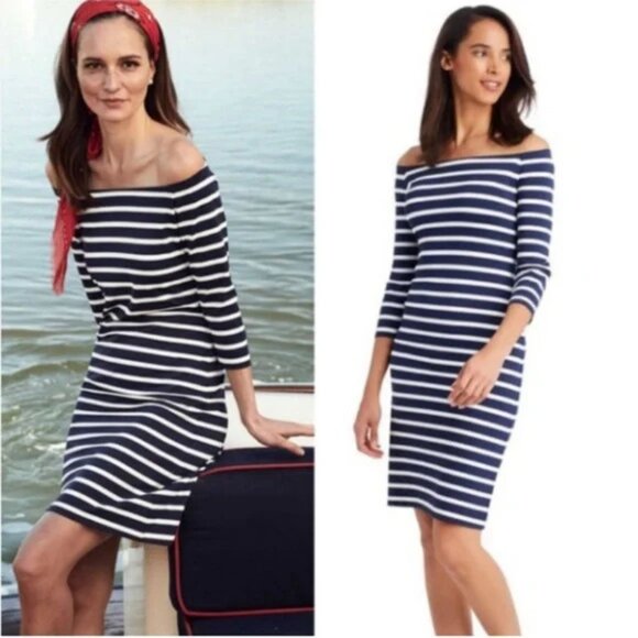 J Mclaughlin Dresses & Skirts - J McLaughlin Patrice Off Shoulder Striped Nautical Coastal Dress XS 41395